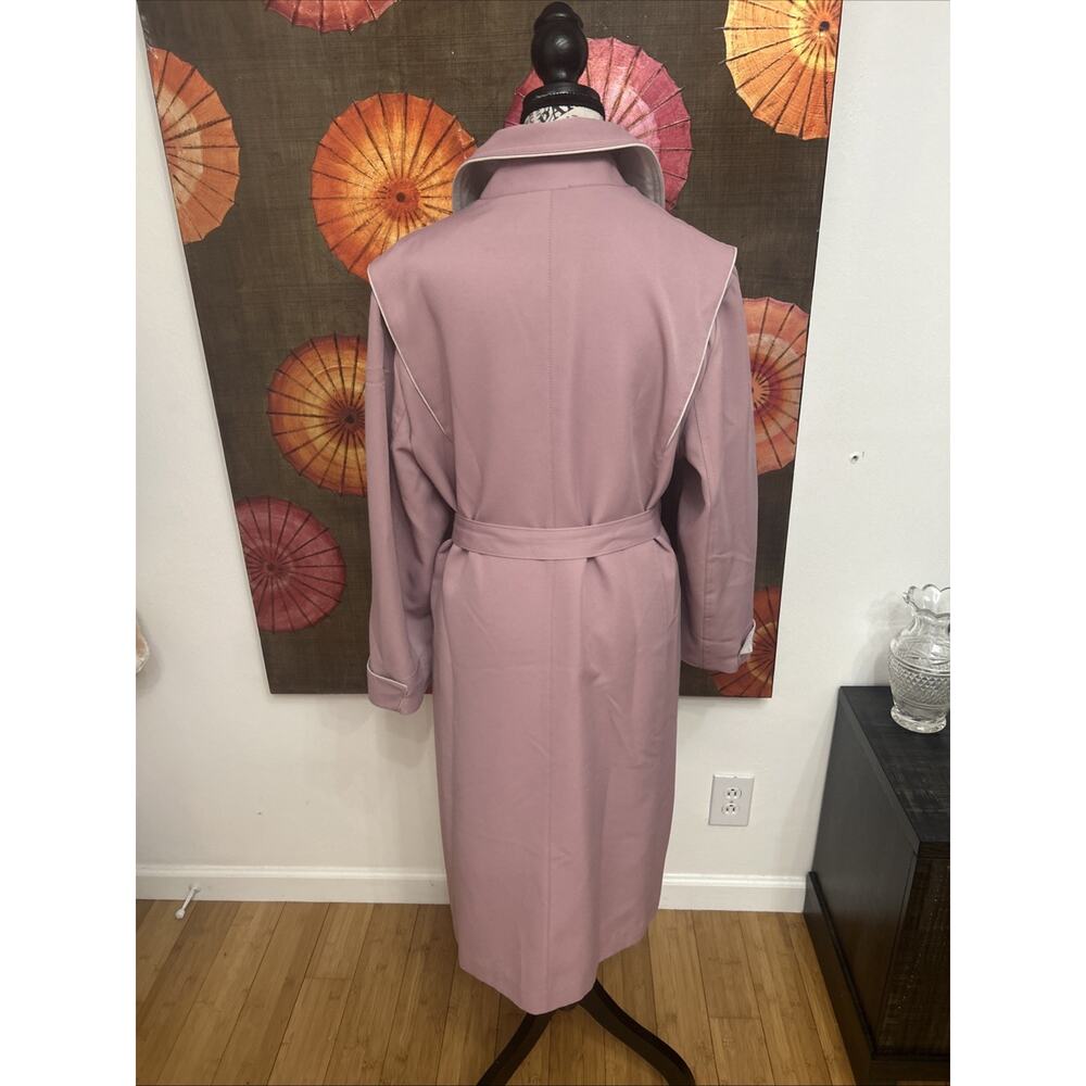 Vintage Lavender Belted Trench Coat Minimal Chic City Classic USA Made Size M/L - Picture 5 of 9